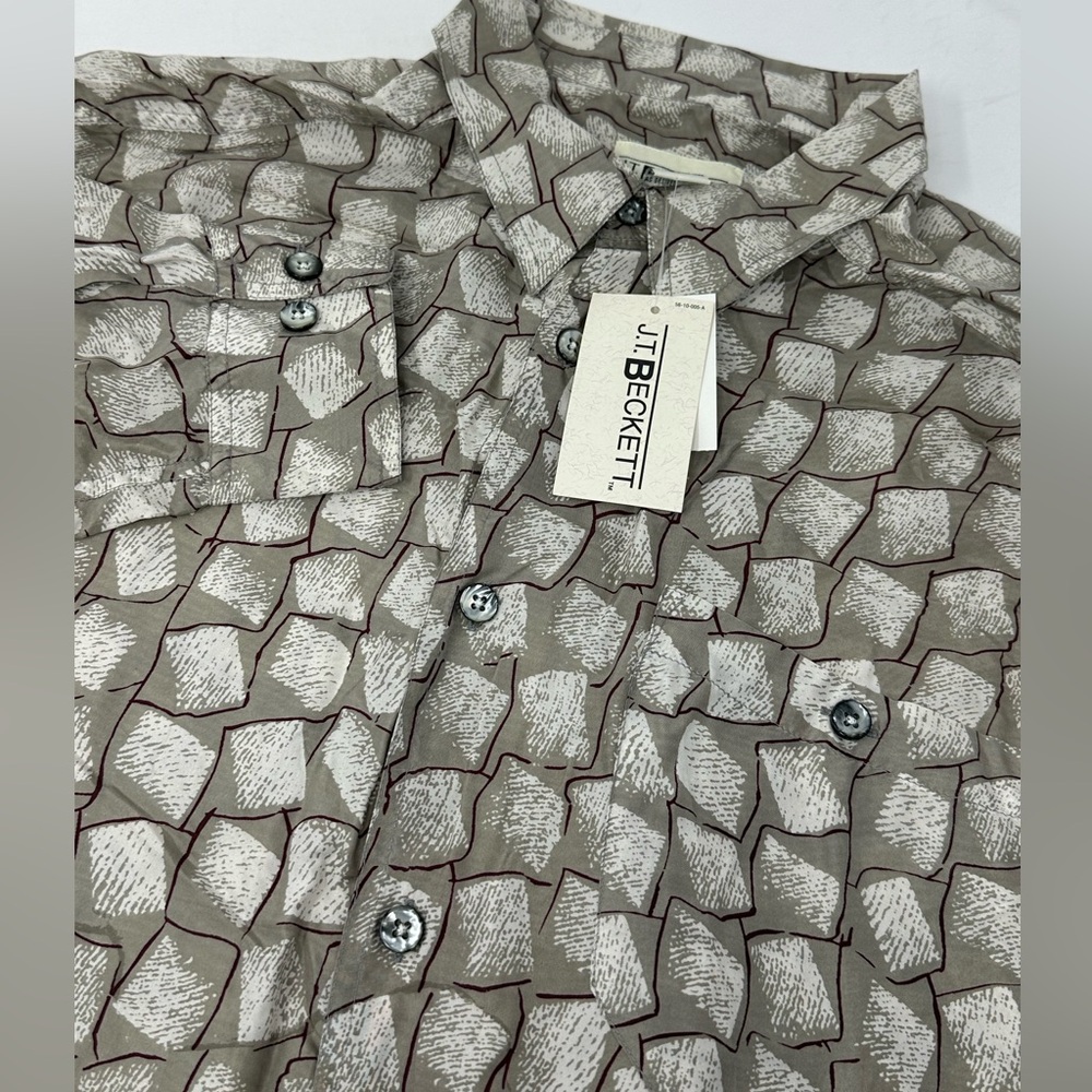 Vintage 90s JT Beckett 100% Silk Men's Shirt Sz LT Tall NEW U9